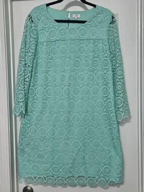 Crown & Ivy Mint Crochet Lace Dress